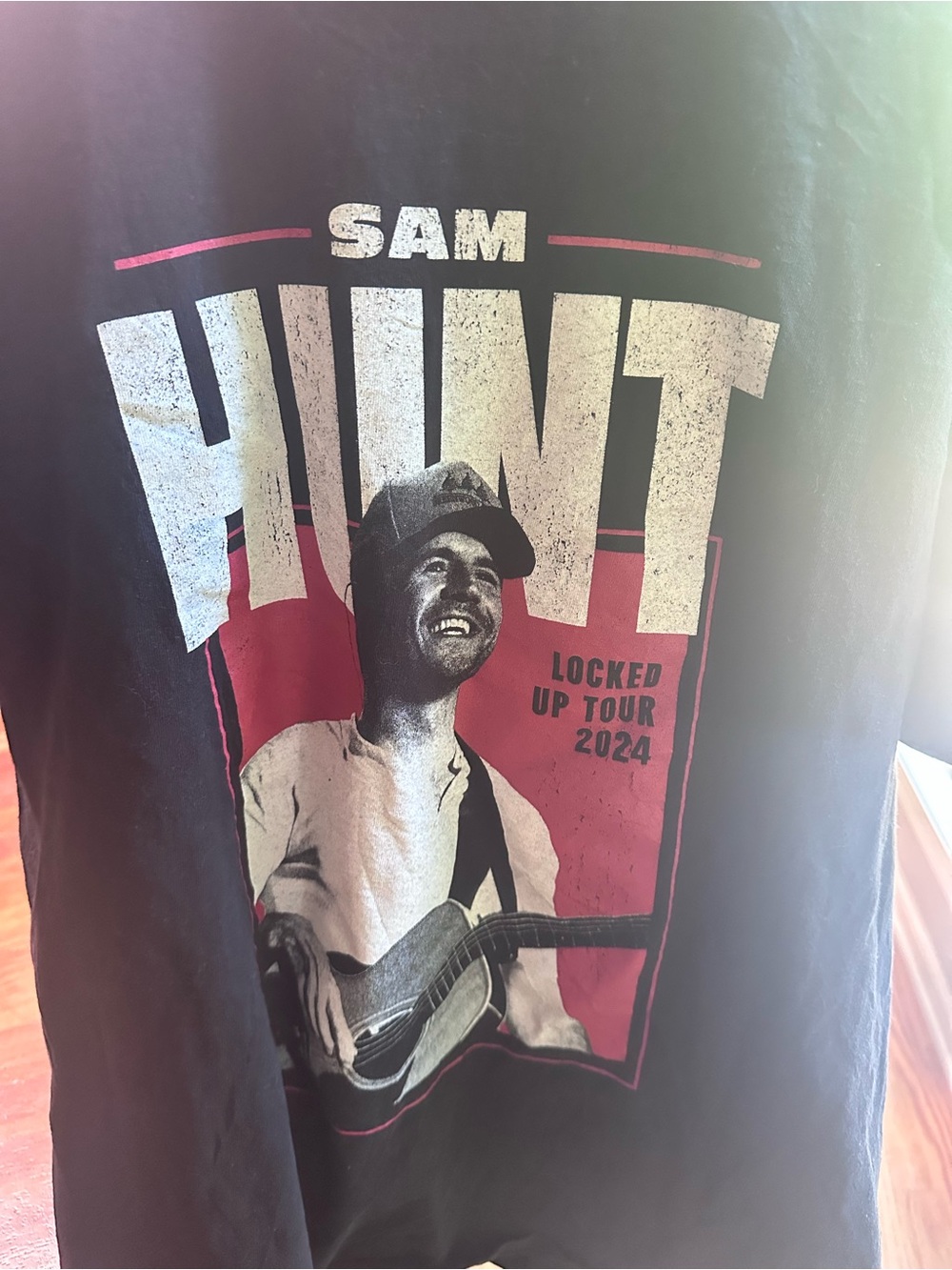 Sam Hunt Locked Up Tour 2024 Concert T Shirt Black Graphic Country Music XL